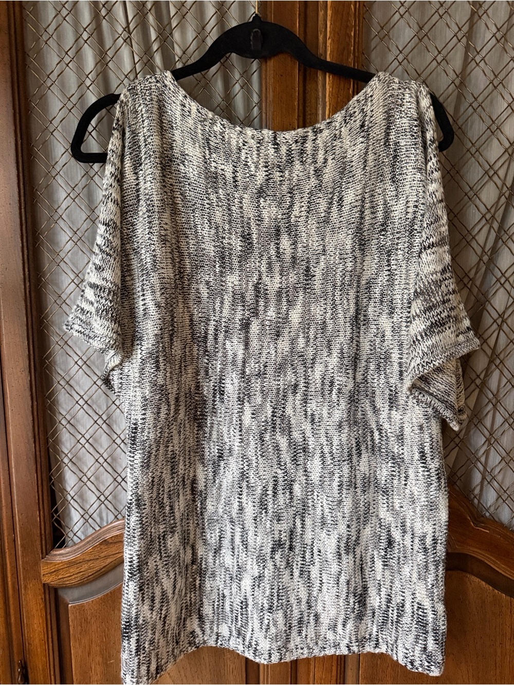 NY Collection Marled Textured Thick Knit Split Sleeve Top SIZE MEDIUM